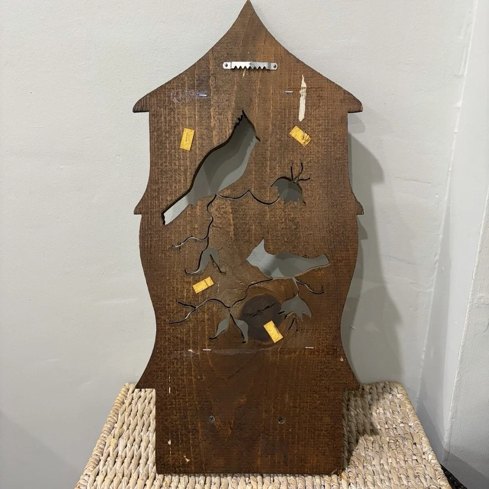 Vintage Carved Wood Scroll Saw Cut-Out Wall Hanging Cardinal Flower Shelf Boho